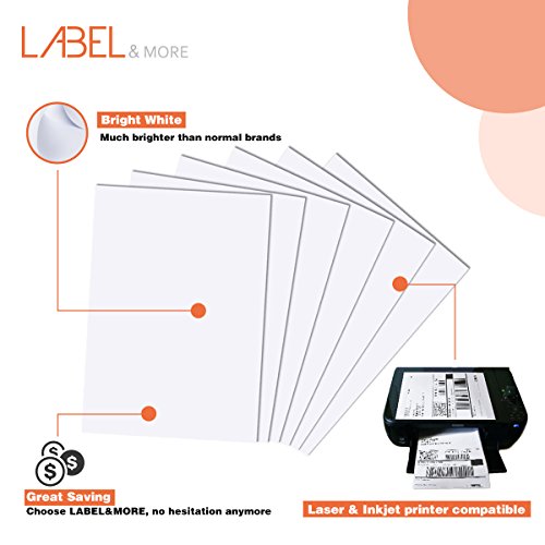 Full Sheet Labels for Laser and Inkjet Printer 8.5x11" Labels Full Sheet Label Paper Amazon Postage Address Shipping 1 up Labels [100 Sheets 100 Labels] LABEL&MORE - Thumbnail 3