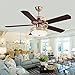 RainierLight Ceiling Fan Lamp 52 Inch 5 Wood Blades LED Dimmable Light(Yellow,Warm,White Light) Remote Control for Indoor/Bedroom/Living Room Mute Energy Saving Fan Home Decoration