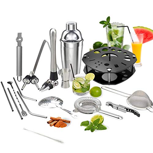 ISKETCH Cocktail-Shaker-Set, Barkeeper-Set mit 360 ° drehbarem Ständer, professioneller Martini-Getränke-Shaker aus… – Bild 7