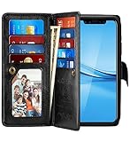 iPhone X Case, Pasonomi iPhone X Wallet Case Detachable SlimCase - [Folio Style] PU Leather Wallet case ID&Card Holder Slot Wrist Strap Apple iPhone X 5.8 inch 2017(Black)