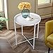 Round Side Table - 20'' Small Reversible Metal Tray End Table, Modern Steel Patio/Garden/Sofa/Coffee/Snack/Bed/Nesting Tables Nightstand for Living Room Bedroom Decor Indoor Outdoor-White