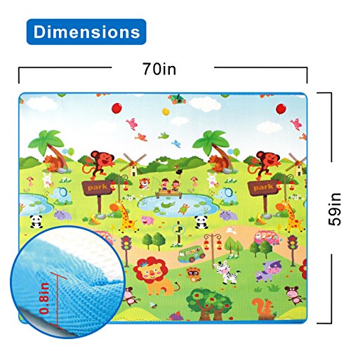 Play mat baby Care XPE Foam Floor Gym Slip thickening Reversible Waterproof playmat Portable double sides Kids Baby Toddler Outdoor or Indoor Useï¼ˆForest, 59x70x0.8inï¼‰