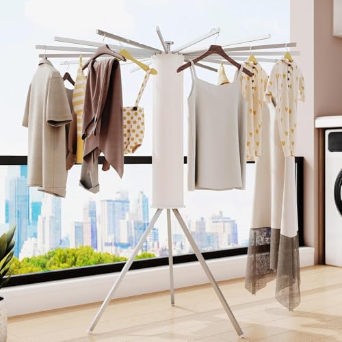 Ctoby Clothes Drying Rack,Drying Rack Clothing,Laundry Drying Rack,Floor Standing,16 Aluminium Poles,Collapsible,Retractable,Foldable,Folding Laundry Rack