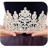 JWICOS Baroque Vintage Rhinestone Tiara Royal Crystal Crown Tiaras for Women Princess Crown Tiaras Bridal Hair Accessories for Wedding Prom Pageant Birthday Party
