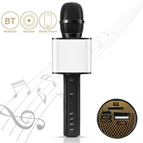 Wireless Karaoke Microphone, SDICL Portable Bluetooth Karaoke Player with Speaker for Home KTV Outdoor Party Music Playing &amp; Singing (BLACK)