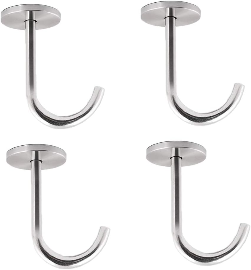 FYTRONDY Stainless Steel Screws Mount Large arc Ceiling Hooks, Coat Hanger, Plant Hanger (4-1/2 INCH , 4 Pack)