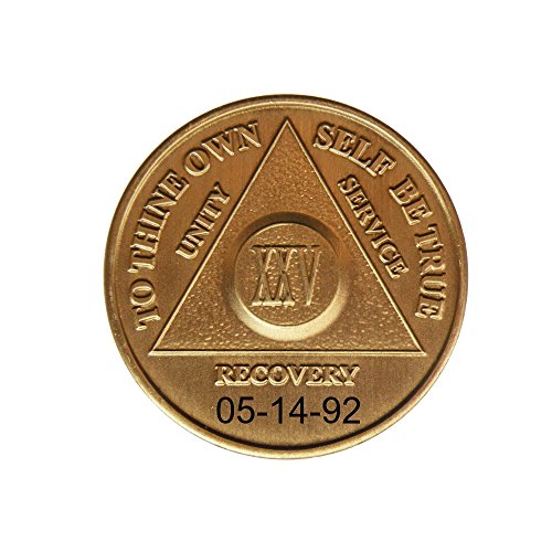 Personalized Custom Engraved 25 Year Antique Bronze AA (Alcoholics Anonymous)-ACA-AL-ANON-Sober-Sobriety-Birthday-Medallion-Coin-Chip-Token