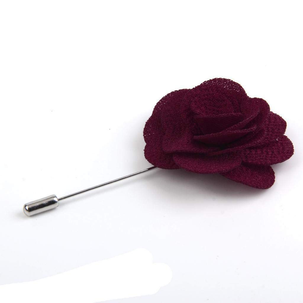 China Rose Lapel Men Womens Brooch Boutonniere Tuxedo Scarf Pin Wedding Party Novelty Creation Beauty Cheap Design Style Womans Styling | Color - Dark Red