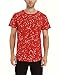 NITAGUT Mens Hipster Hiphop Longline T-Shirt Cotton Star Print Tees Zipper Trim (Large/Chest 39-42, Red)