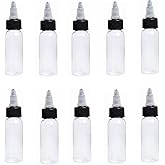 10Pcs 1oz Squeeze Bottles Dispensing Plastic Squeeze with Twist Cap Small Clear Bottle Round Bottles,Laboratory wash Bottle,Tattoo Ink Pigment