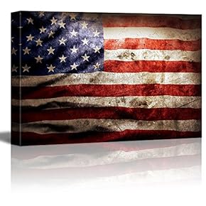 Closeup of Grunge American Flag Vintage Retro Style...