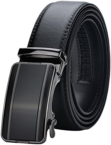 Men's Leather Ratchet Dress Belt with Automatic Buckle Belt for Men