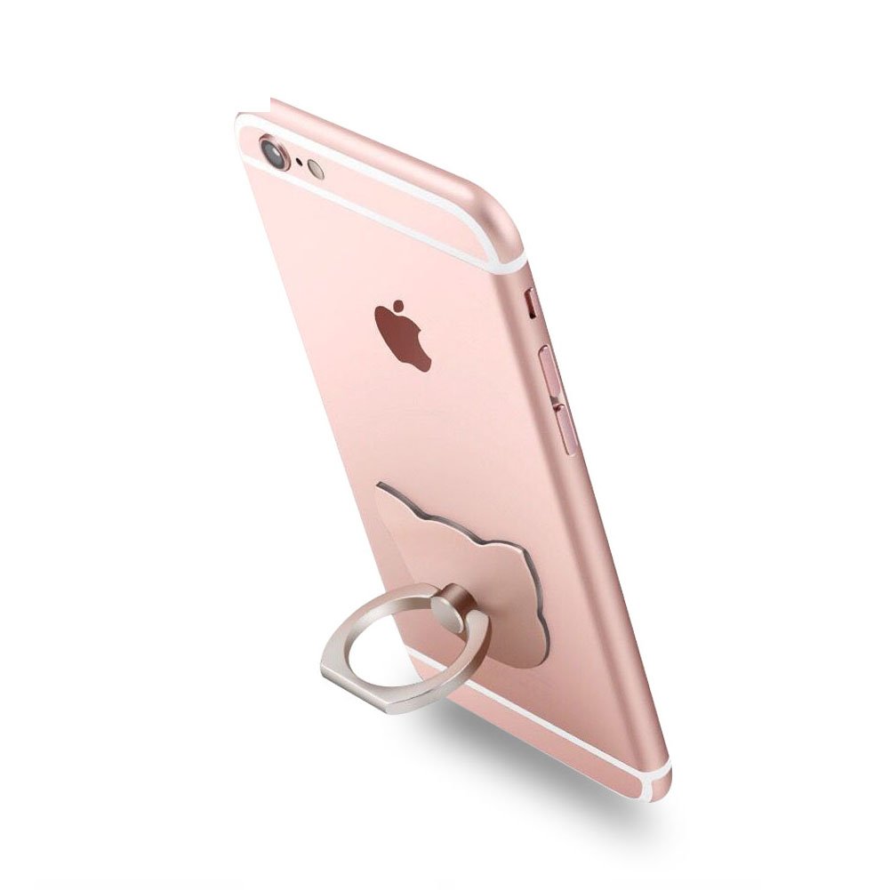 Phone Finger Ring Stand Holder 360° Rotation Universal Cellphone Slacker Stent Phone Bracket for iPhone Smart-phone and Tablets (cat) (Rose gold)