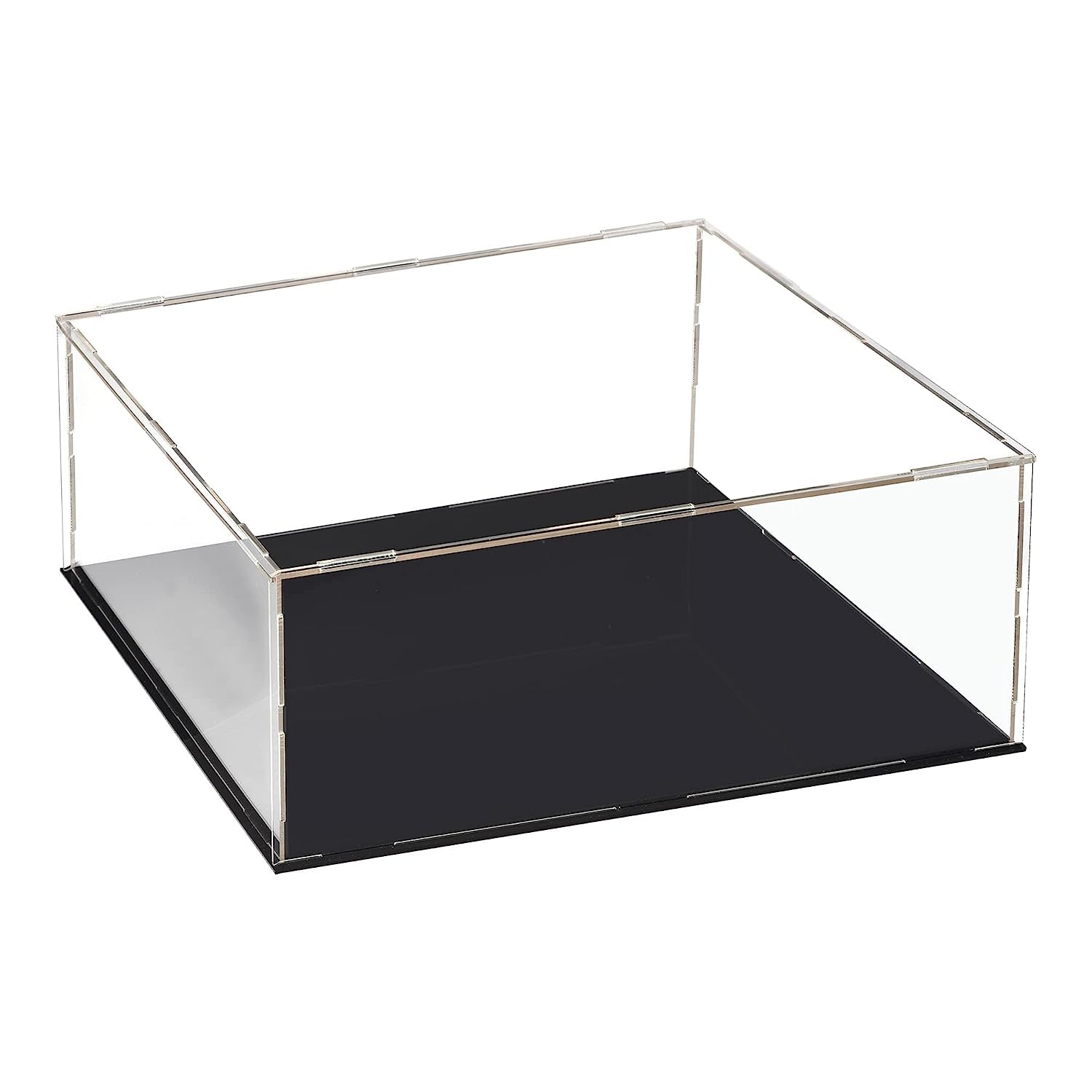 TA-VIGOR Acrylic Clear Display Case, 26 x 26 x 15cm Assemble Countertop Box Cube Organizer Stand Dustproof Protection Showcase with Black Base for Action Figures Toys Collectibles Home Storage — image 1