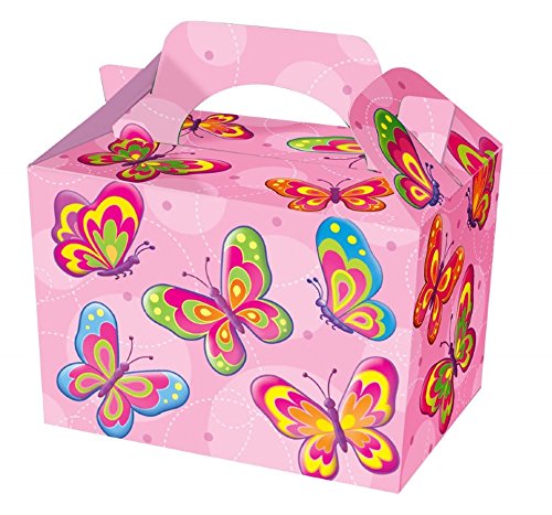30 Animal Themed Food Boxes Picnic Carry Meal Box Kids Birthday Party Bag Plate (Butterfly)