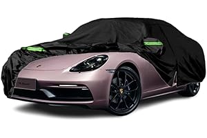 Qnmittry Waterproof Car Covers Compatible with 2010-2024 Porsche 718 Boxster/Cayman, All Weather Custom-fit Car Cover with Zipper Door for Rain Snowproof UV Windproof Protection