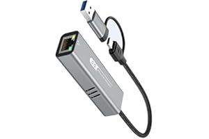 USB 5Ghz Gigabit Ethernet Adapter for Desktop Laptop Servers Fast Speed Corded Networking Card with Two Port Gaming Networkin