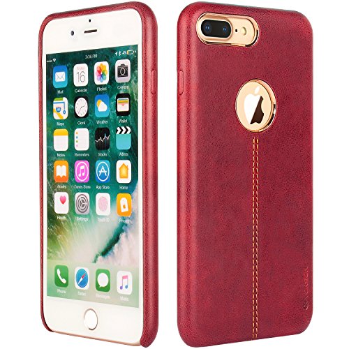 iPhone 8 Plus Leather Case Slim Fit Protective Shell for iPhone 8 Plus Hard Anti-Scratch Snap on Cases Mobile Phone Back Covers Shock Absorption Bumper VORSON (Red)