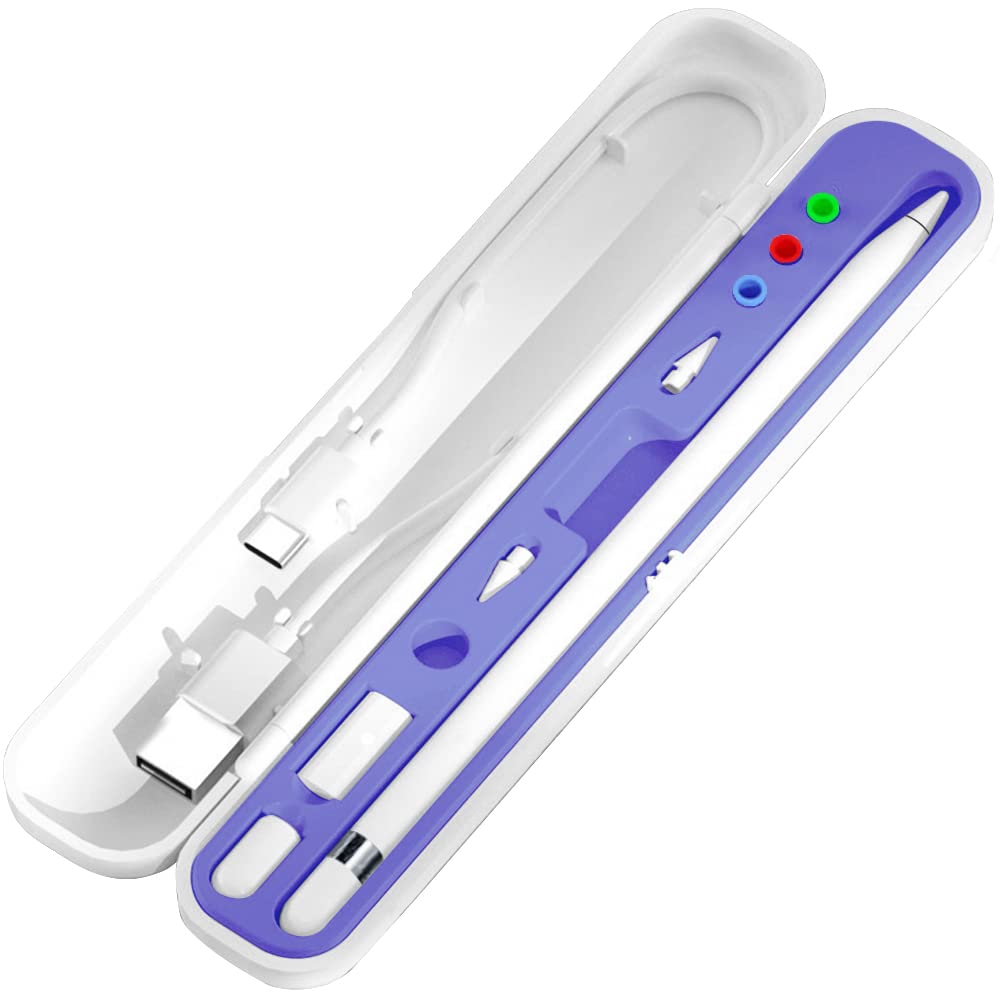 YINVA Pencil Case for Apple Pencil 1st/2nd Generation, Holder and Storage Box for iPad Pencil Accessories Tips (Purple)