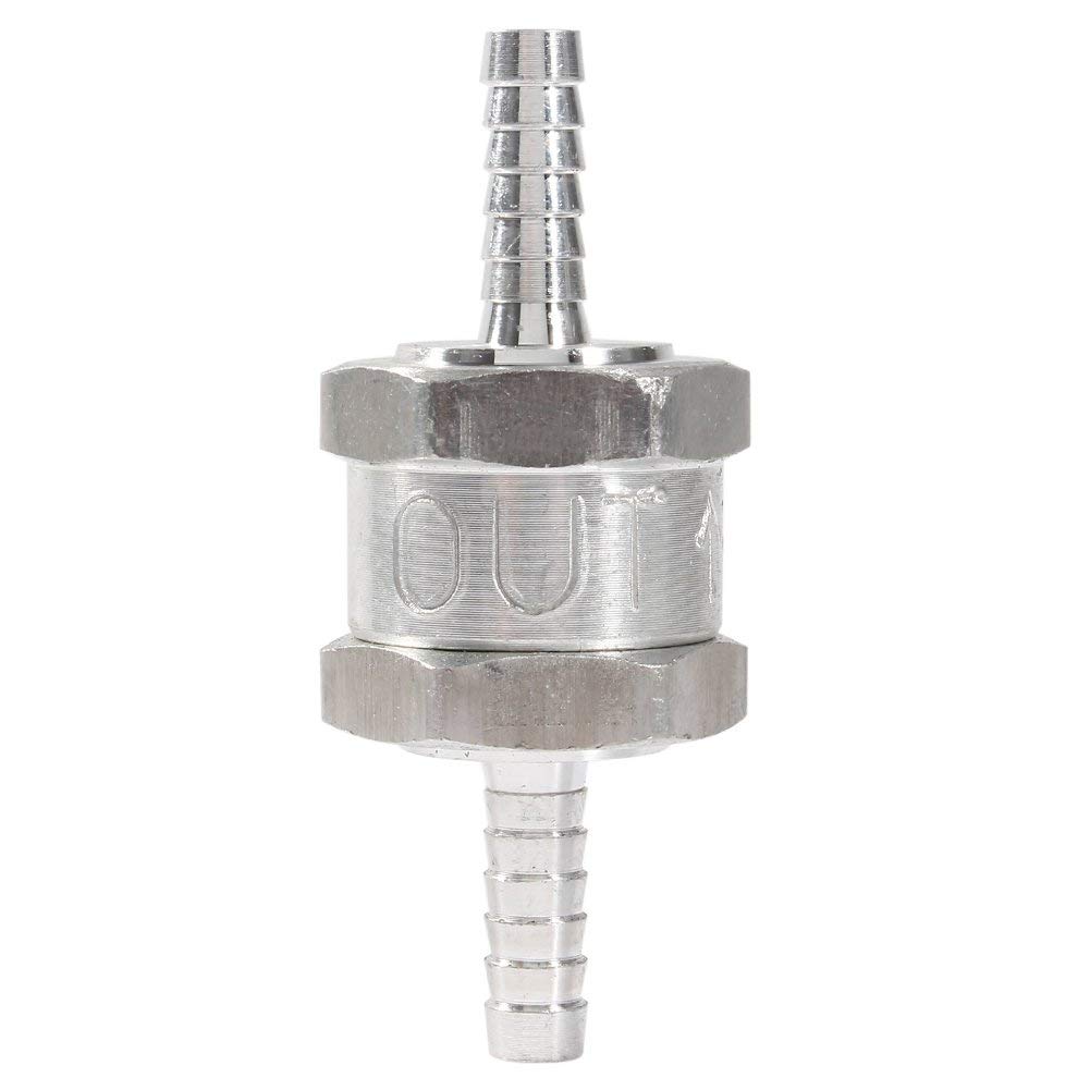 Yosoo Aluminum Check Valve, Model Yosoo-05-16, Prevents Fuel Return, Silver, 6mm Barb Connection