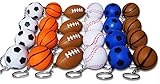 Novel Merk 24-Piece Sports Ball Keychains for Kids Party Favors School Carnival Prizes and Business Promotional Items Includes 4 Each of 6 Different Designs