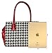 Rimen & Co.Womens Large Top Zip Satchel Houndstooth Print Leather Handbag Purse QN-2859