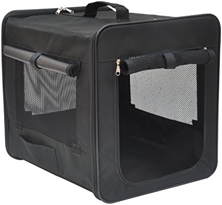 Captain Pet 37.00" Lx25.98 Wx29.13 H Light Weight Foldable Pet Soft-Sided Carrier 600D Oxford Cloth Dog Crate (Black,L:37.00" Lx25.98 Wx29.13 H)