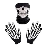 Winter Touchscreen Warm Black Gloves, Skeleton Knit Skull Gloves Halloween by Dsane