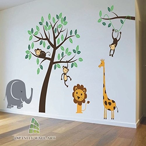 Nursery Tree Wall Stickers Animal Monkey Jungle Safari Kids Wall Art Decals Sticker Pd267 Direction A Small Buy Online In Dominica At Dominica Desertcart Com Productid 54283197