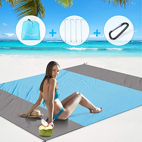 FYLINA Sandfree Beach Blanket Lightweight - Oversized Waterproof Blanket Mat 7'x9' - Quick Drying Heat Resistant Outdoor Picnic Beach Mat - Thumbnail 6