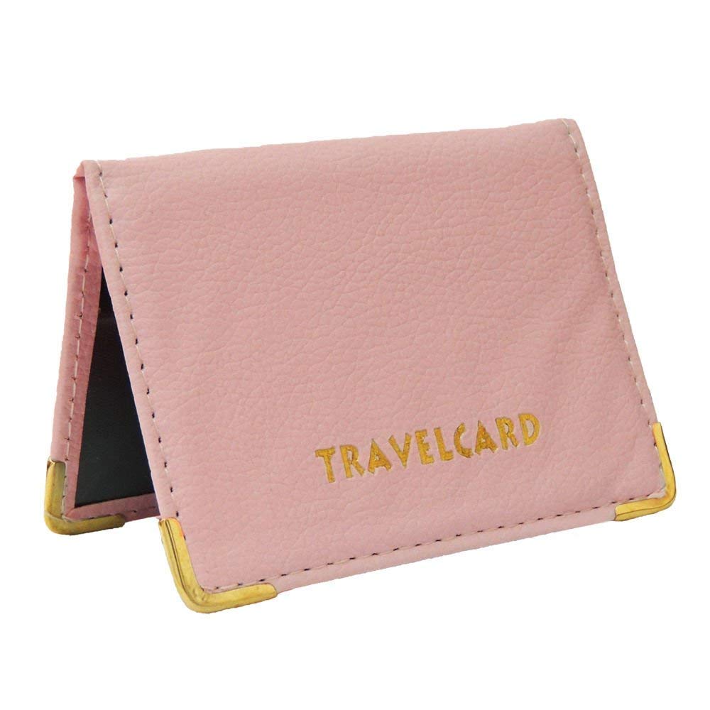 Soft Leather Travel Card Bus Pass Credit Card ID Card Wallet Cover Case Holder by Kwik Buy (Baby Pink)