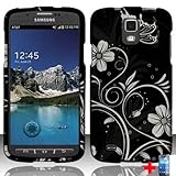 SAMSUNG GALAXY S4 ACTIVE i537 i9295 WHITE FLOWERS RUBBERIZED DESIGN MOBILE PHONE COVER + SCREEN PROTECTOR, FROM [TRIPLE8ACCESSORIES] (CGFT5)