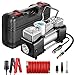 Yome Portable Dual Cylinder Air Compressor Pump, 12V Heavy Duty Portable Air Pump with LED Flashlight and LCD Digital Display Gauge for Car Tires, Balls, Other Inflatables