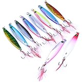 Aorace 10pcs/lot Saltwater Fishing Casting Metal Jig 40g Shore and Boat Jigging Lure Bait Lead Fish With feather 8.7cm/40g
