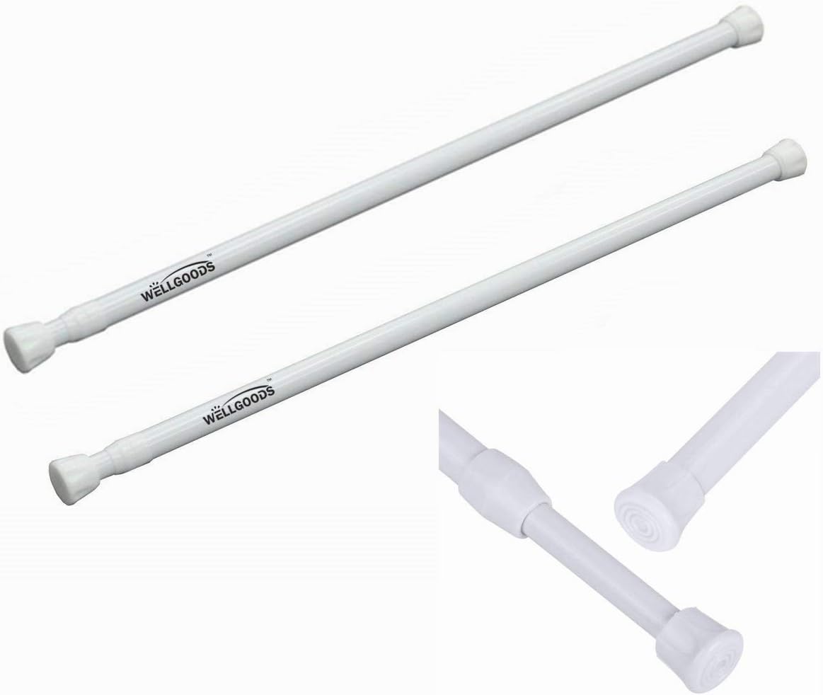 Wellgoods Spring Curtain Tension Rods Adjustable Extension Rod for Bathroom Window Closet - 11.8-19.7 inches 2 Pack