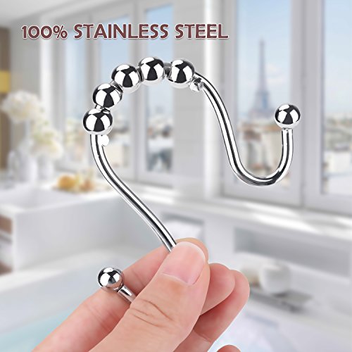 Wimaha Rustproof Shower Curtain Rings Hooks, Stainless Steel Heavy Duty
