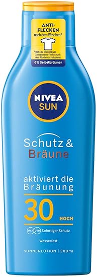 NIVEA SUN Sonnenlotion, Lichtschutzfaktor 30, Flasche, Schutz und Bräune, 200 ml