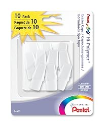 Pentel Arts Hi-Polymer White Cap Erasers, Pack of