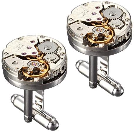 2Pcs Fashion Women Men Mechanical Watch Movement Cufflinks Shirt Sleeve Buttons