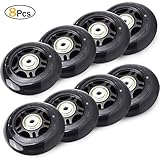 TOBWOLF 76mm 84A Inline Skate Wheels, 8 Pack Replacement Roller Skating Wheels for Girls & Boys Skate Wheels with Bearings ABEC 7 - Black