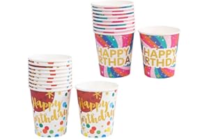 Quhoxdye 20 Pack Cute Cartoon Paper Cups with Blue Cute Decorative Items - Cartoon Paper Cups for Birthday Party Decoration, 