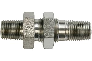 Brennan Industries 2708-LN-08-08 Steel Straight Bulkhead Tube Fitting with Lock Nut, 1/2"-14 NPTF x 1/2"-14 NPTF x 5/8"-14 BSPP Thread, 1/2" Male NPTF x 1/2" Male NPTF