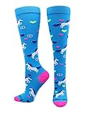 MadSportsStuff Peace Love Unicorn Over The Calf Athletic Socks