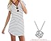 Sunward Women Crew Neck Short Sleeve Striped Loose T-Shirt Mini Dress (M)