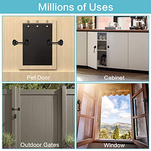 Barn Door Lock, 2 Pack 4" Barn Door Latch Lock, Anti-Corrosive Solid Stainless Steel Barn Door Hardware, Upgraded Heavy Duty Hook and Eye Latch, Best for Garage, Window, Shed (Black)