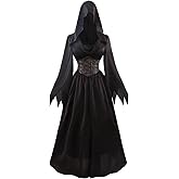 Vibsion Womens Victorian Gothic Witch Vampire Dress Medieval Renaissance Hooded Robe
