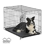 Dog Crate | MidWest ICrate 36 Inch Folding Metal Dog Crate w/ Divider Panel|Intermediate Dog Breed, Black