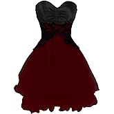 Lemai Tulle Gothic Black Lace Short Formal Prom Homecoming Dresses Cocktail Gown