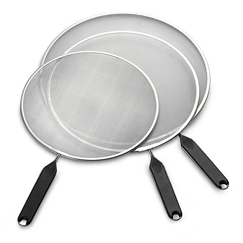 Splatter Screen For Cooking Set 3 Piece Frying Pan Stop Grease Mesh Stainless Steel