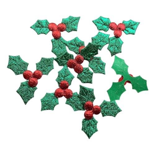 BESPORTBLE 100Pcs Cloth Leaves DIY Craft Material for Christmas Decorations Gold and Silver Green Leaf Accessories with Berry Ornaments Handmade Art Supply for Holiday Wreaths and Gift